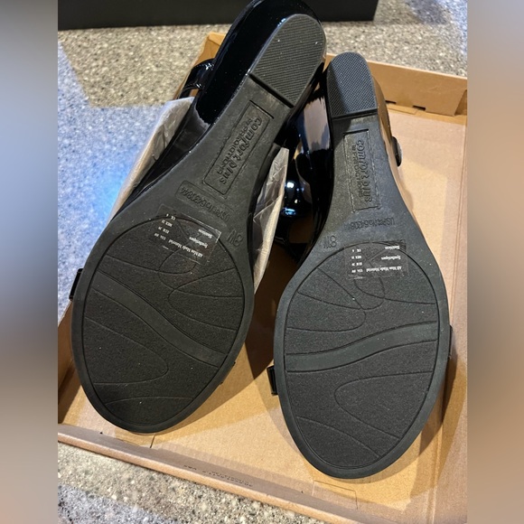 Comfort Plus by Predictions Women's Swanky Black White Embellished Wedge. 8W - Picture 3 of 11